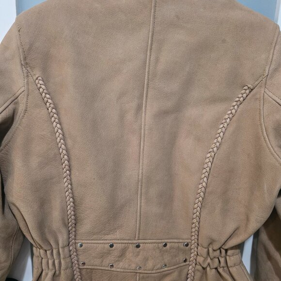Leather King Tan Moto Jacket Women’s Large Biker Style - Picture 13 of 16